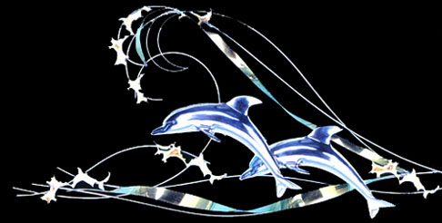 dolphins metal wall sculpture