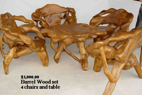 burl wood benches