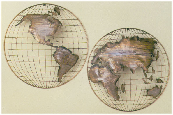 The Hemispheres, Copper metal wall sculpture