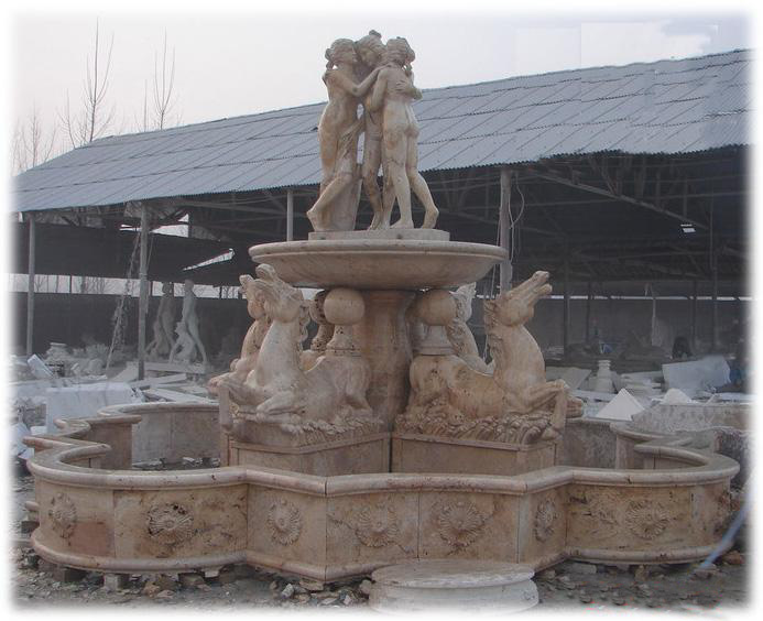 white Marble monumental water fountain 